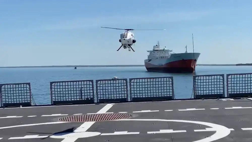 The A900 can take off and land on a ship at sea