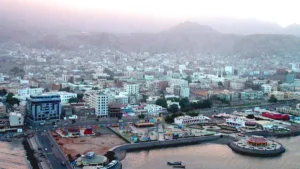 Aerial view of the Crater district of Aden, Yemen