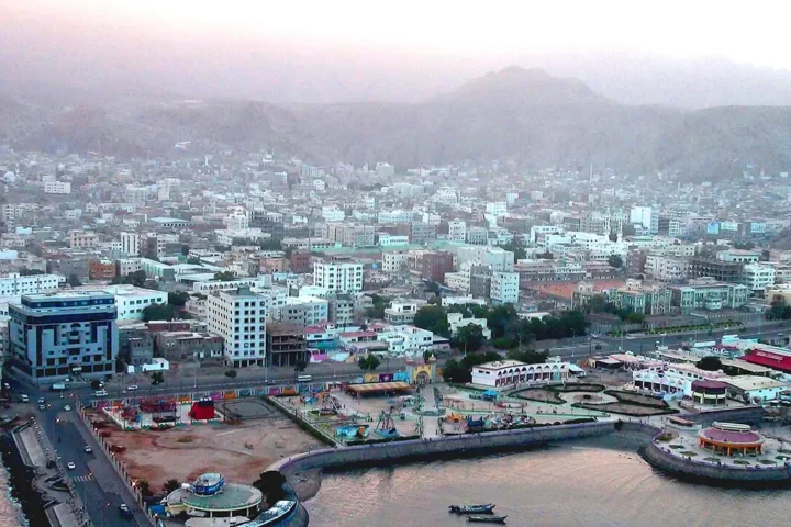 Aerial view of the Crater district of Aden, Yemen