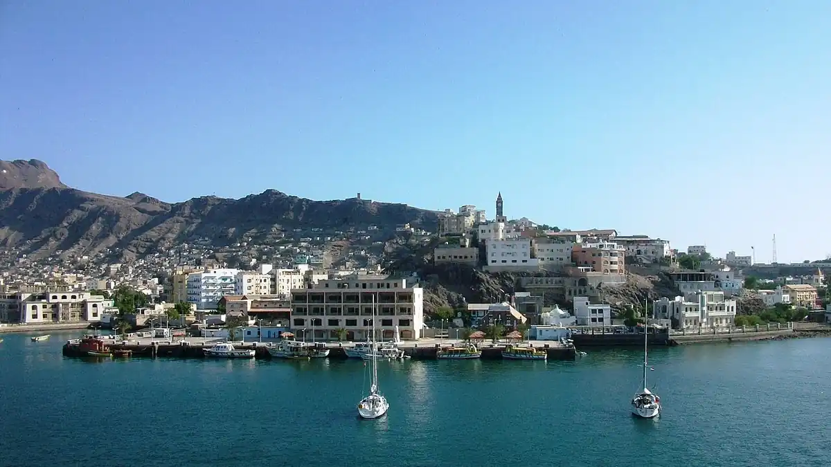 Waterfront and harbour of Aden, Yemen, with the Crater hills behind