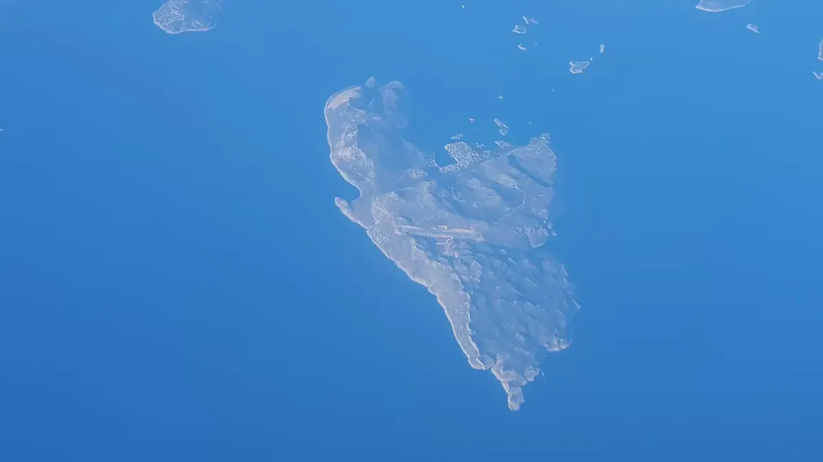 Aerial view of the Greek island of Kastellorizo, named in Article 14 of the 1947 treaty