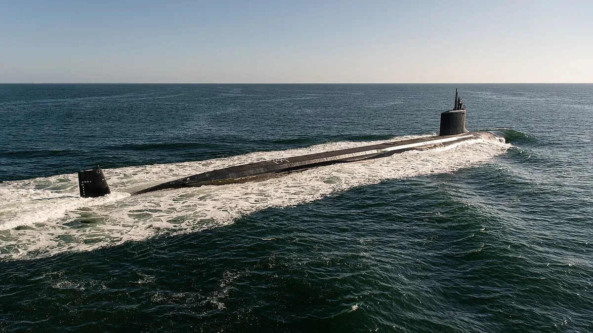 Virginia-class submarine Massachusetts SSN-798 at sea during initial trials, archive October 2025