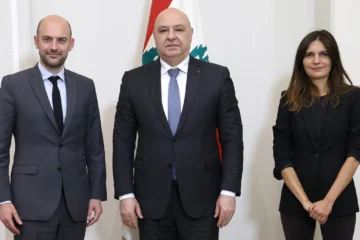 Lebanese President Joseph Aoun with French Foreign Minister Jean-Noël Barrot at the Baabda Palace