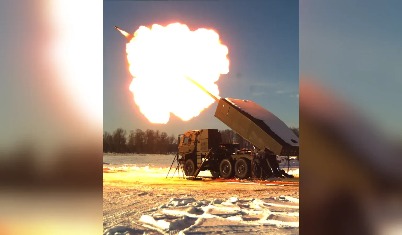 The Multi-Domain Artillery Cannon System (MDACS) of BAE Systems firing