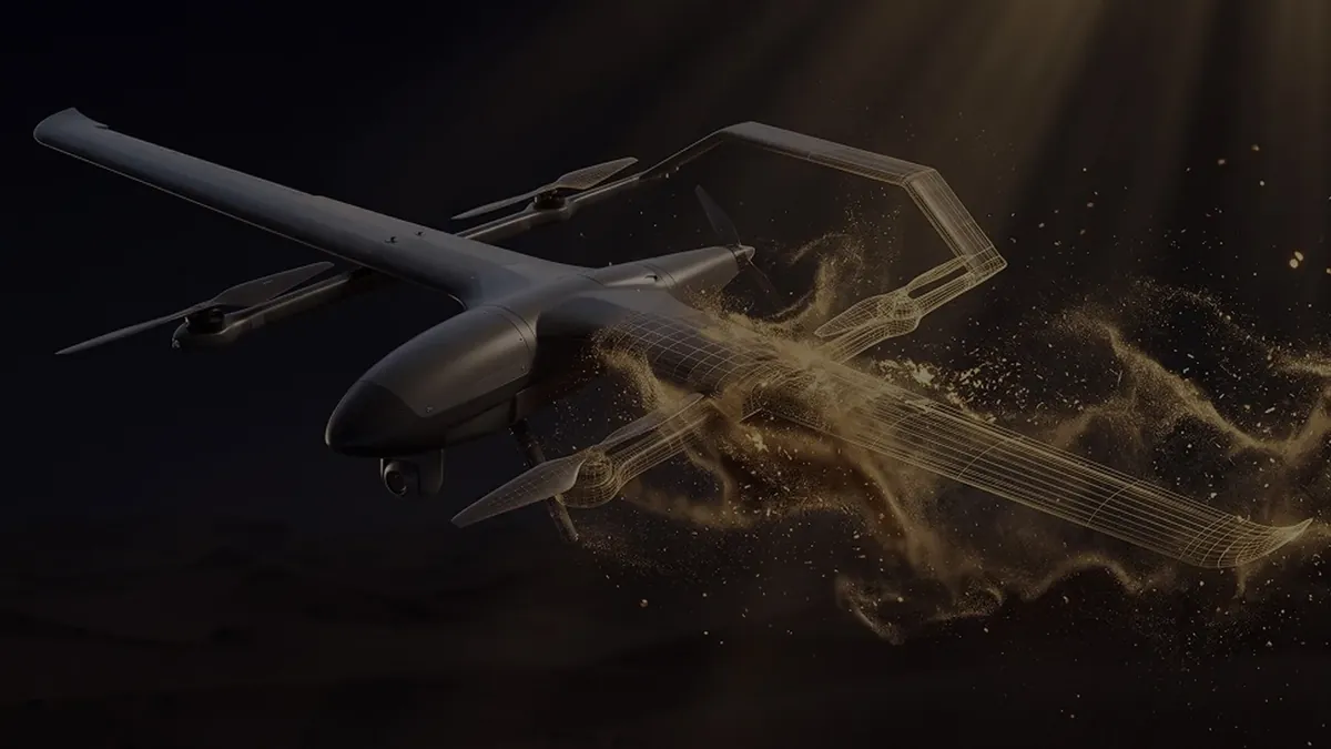 Rendering of a vertical take-off and landing drone by Barzan Holdings