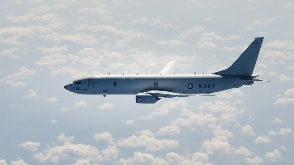 A U.S. Navy P-8A Poseidon maritime patrol aircraft in flight over the Black Sea (file photo)