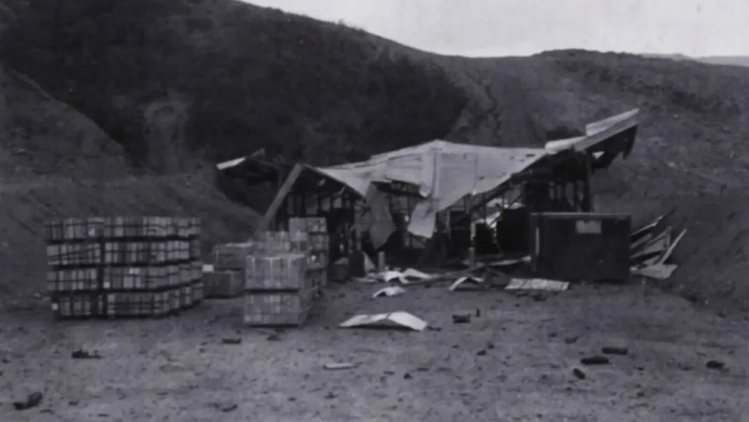 Damaged ammunition storage buildings