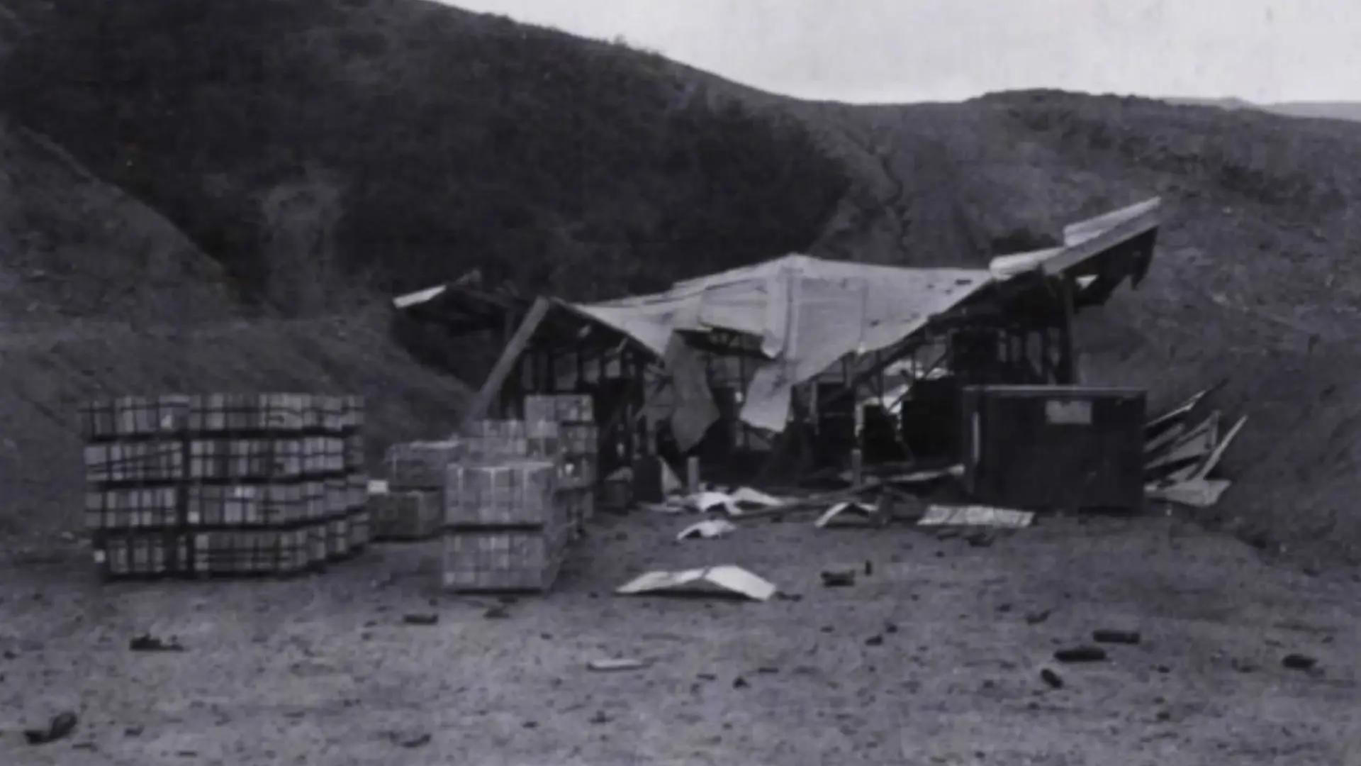 Damaged ammunition storage buildings
