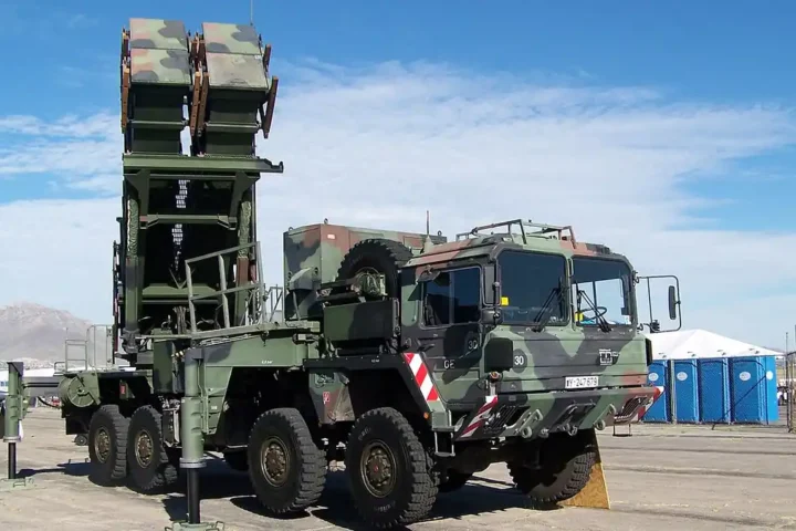 A German Patriot missile launcher on display at Fort Bliss, Texas