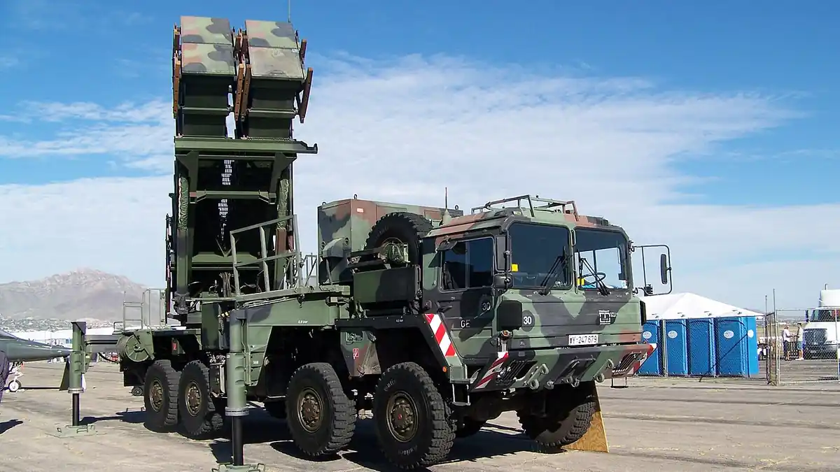 A German Patriot missile launcher on display at Fort Bliss, Texas