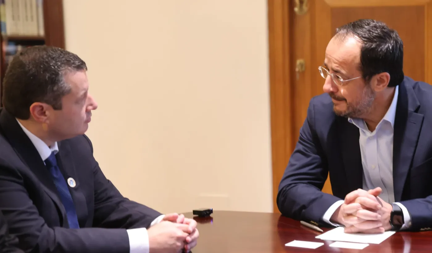 Cypriot President Nikos Christodoulides during a meeting at the Presidential Palace