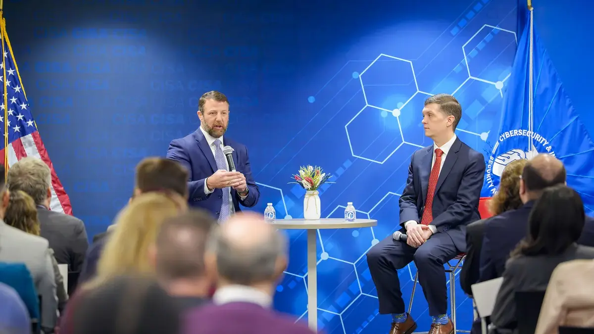 Homeland Security Secretary Markwayne Mullin speaks at an event during his visit to CISA headquarters in Arlington, Virginia, October 27, 2026