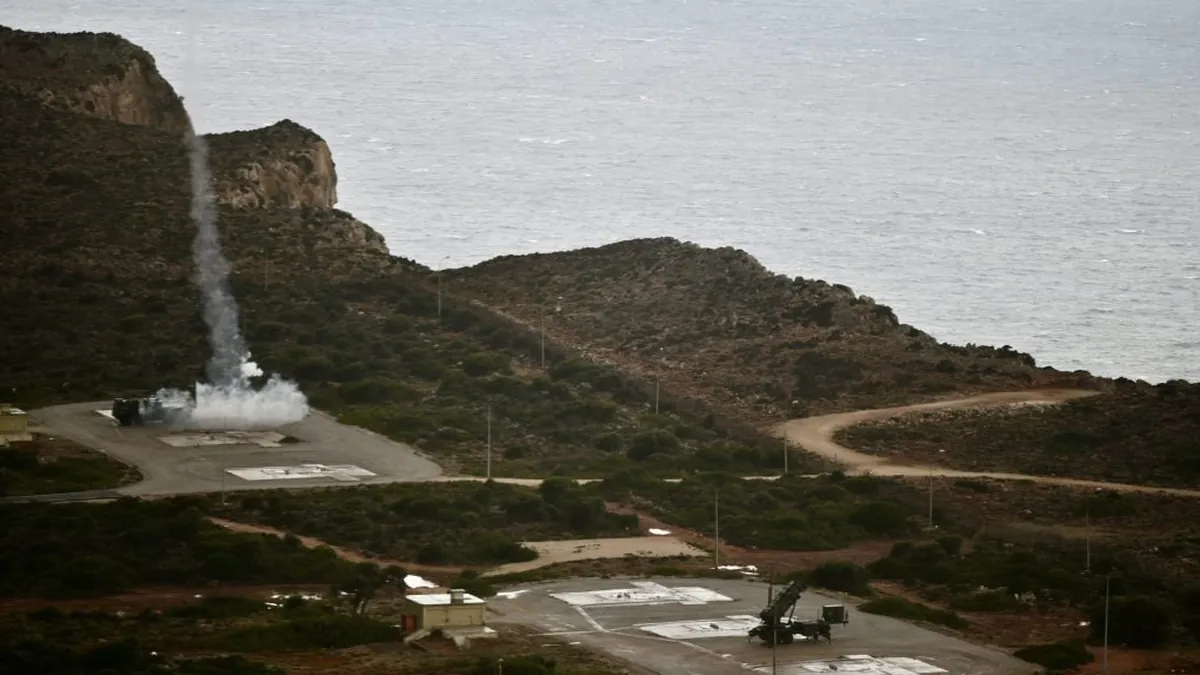 A missile firing at the Crete Missile Range during exercise SPARTAN ARROW 2026