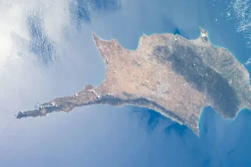 The island of Cyprus in the eastern Mediterranean photographed from the International Space Station