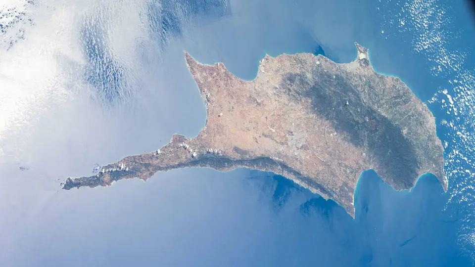 The island of Cyprus in the eastern Mediterranean photographed from the International Space Station