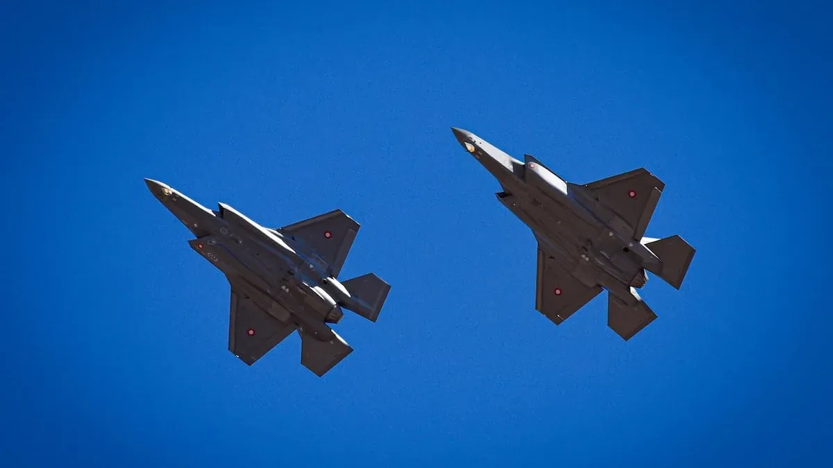 F-35 fighters in flight