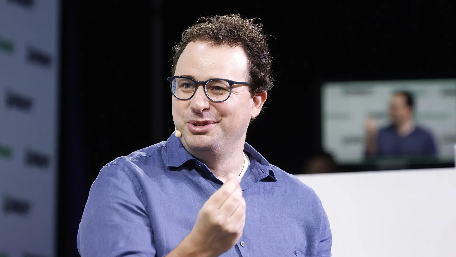 Anthropic chief executive Dario Amodei speaking at a technology conference