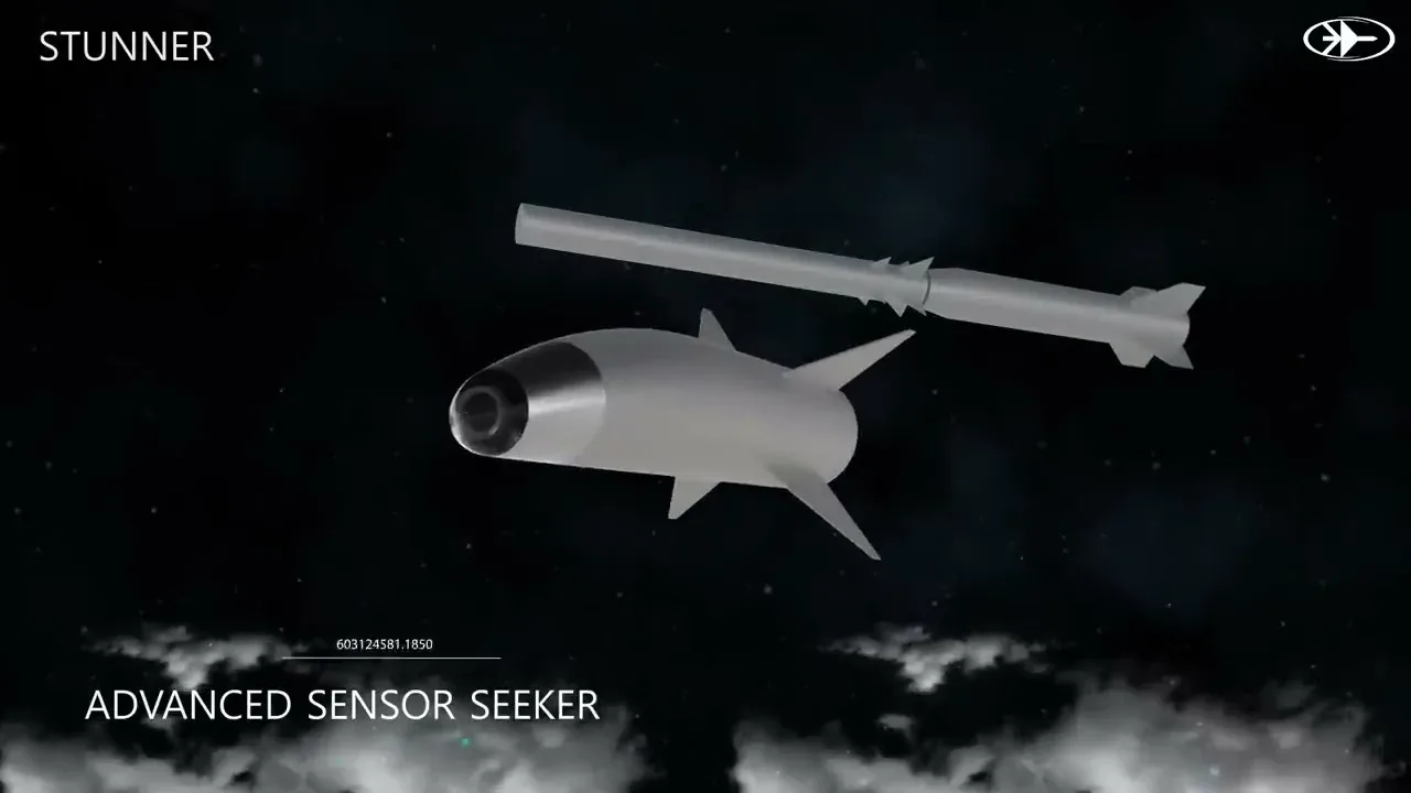 The Stunner interceptor of David’s Sling with its nose seeker, in a still from Rafael’s official animated video