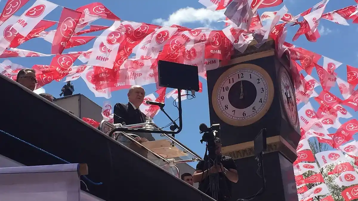 MHP leader Devlet Bahçeli addressing a party rally in Ankara