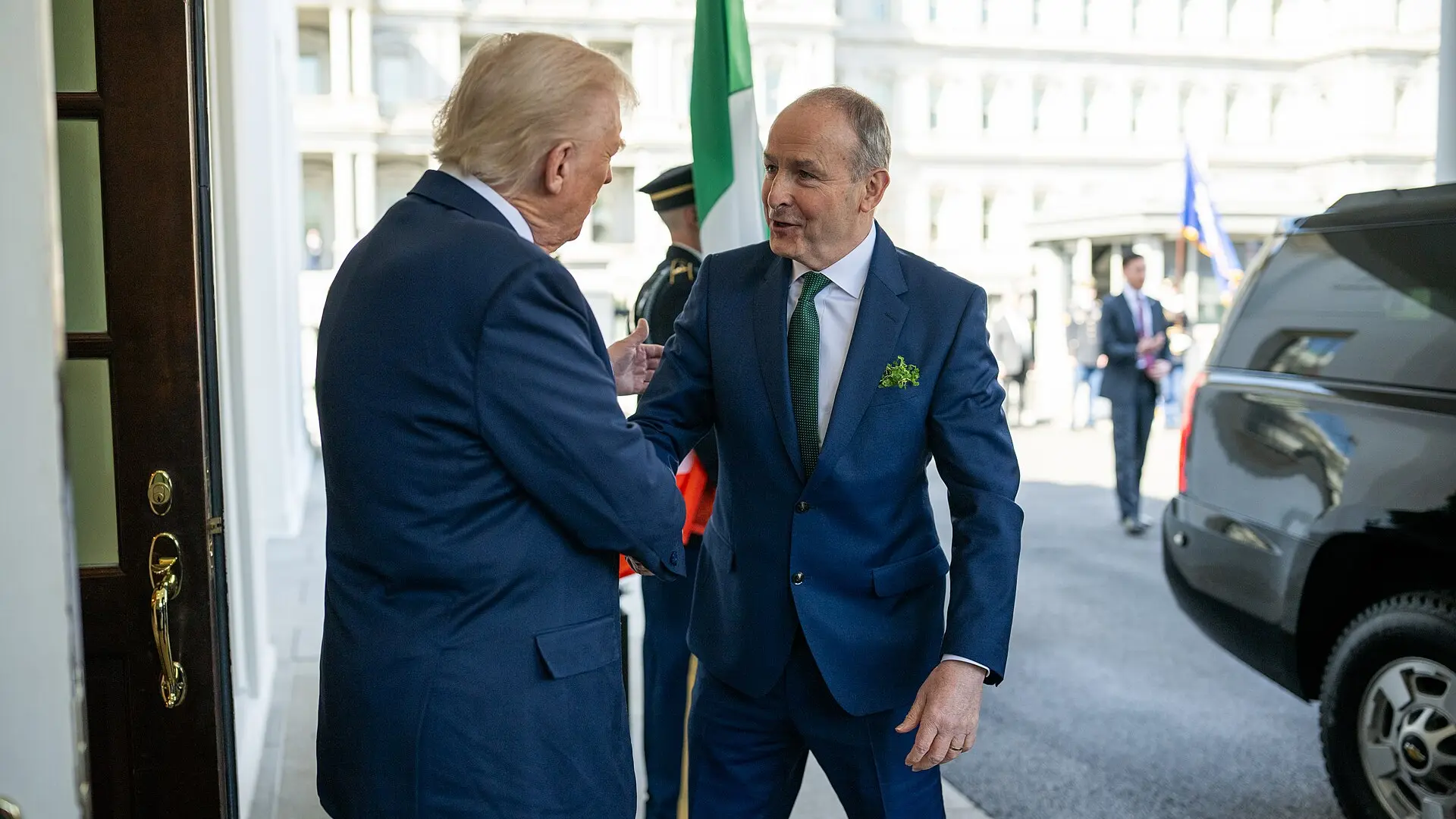Donald Trump greets Irish Taoiseach Micheál Martin