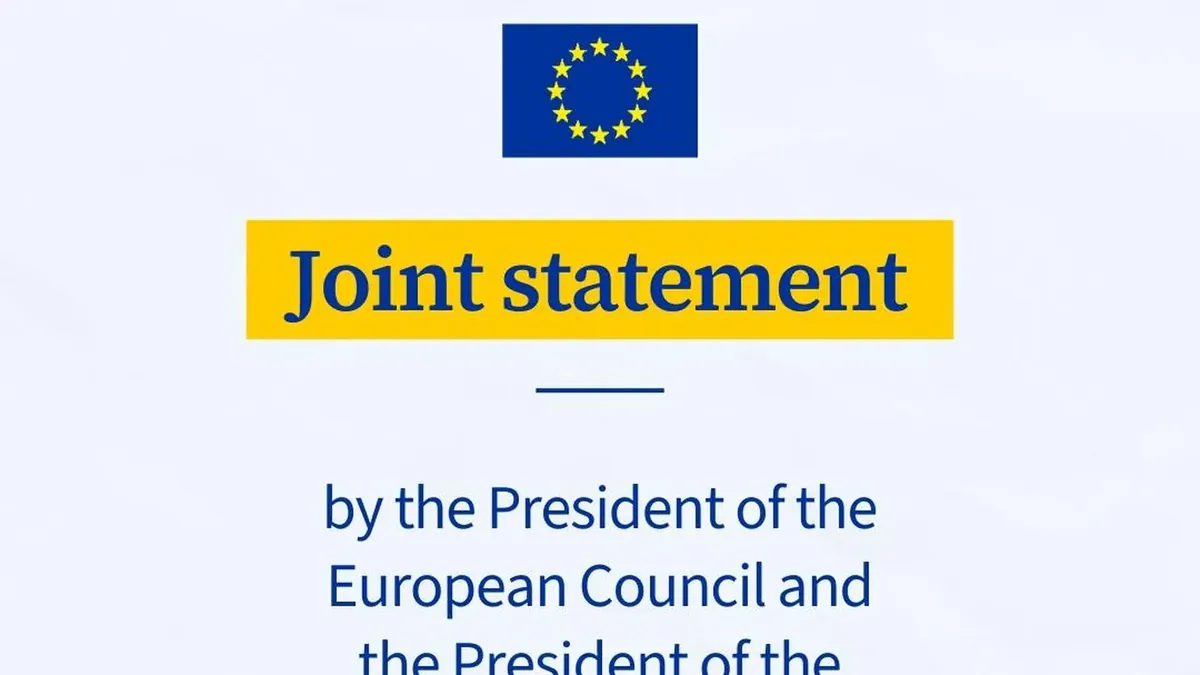 European Union graphic announcing the joint statement by the presidents of the European Council and the European Commission