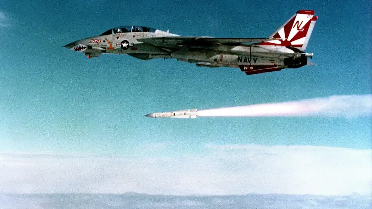 An F-14A Tomcat launching an AIM-54C Phoenix long-range missile