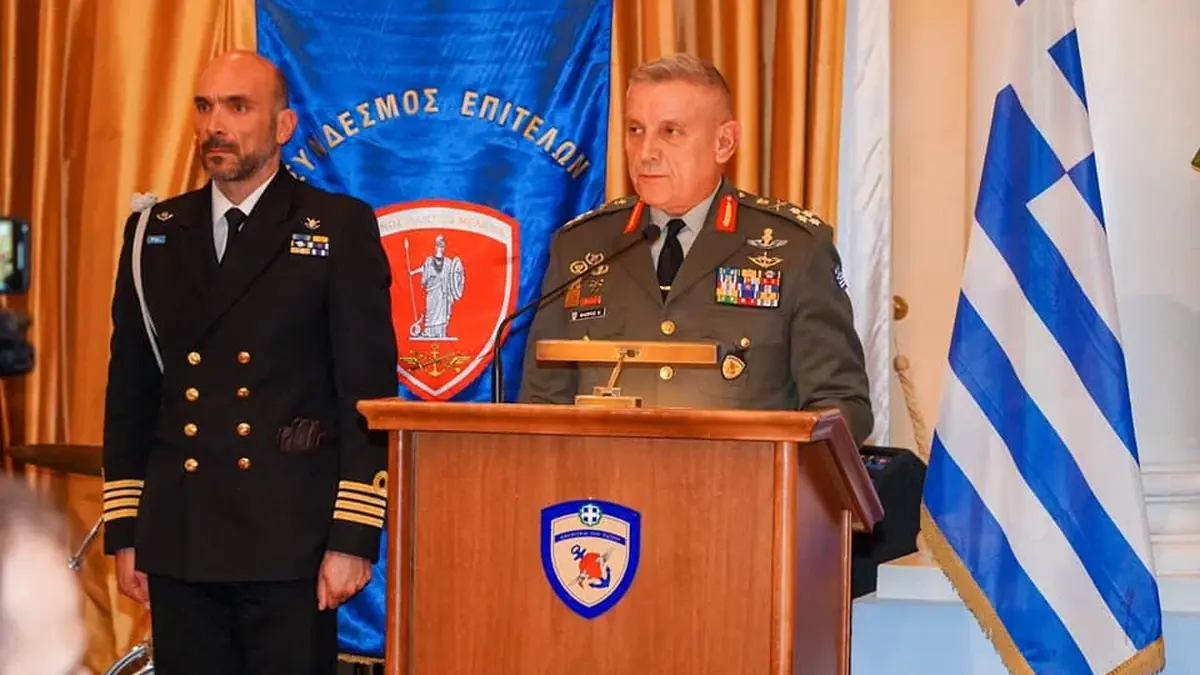General Konstantinos Floros delivering his January 2023 speech