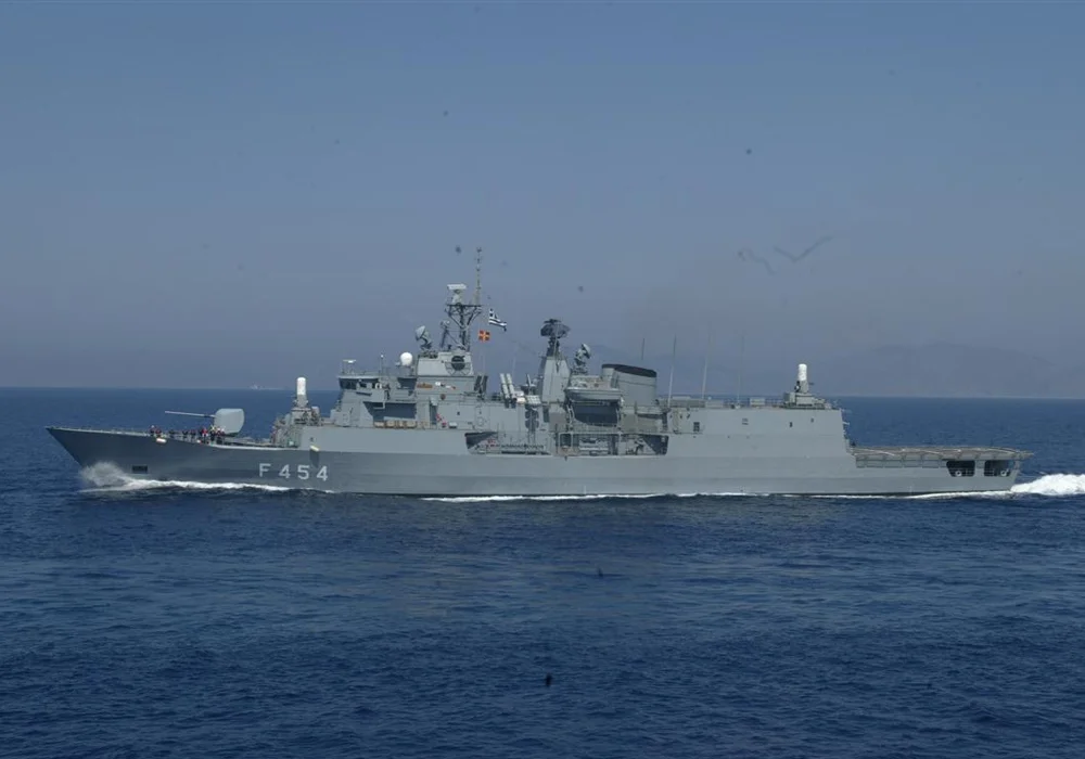 The Greek frigate Psara (F-454), a MEKO 200HN of the Hydra class