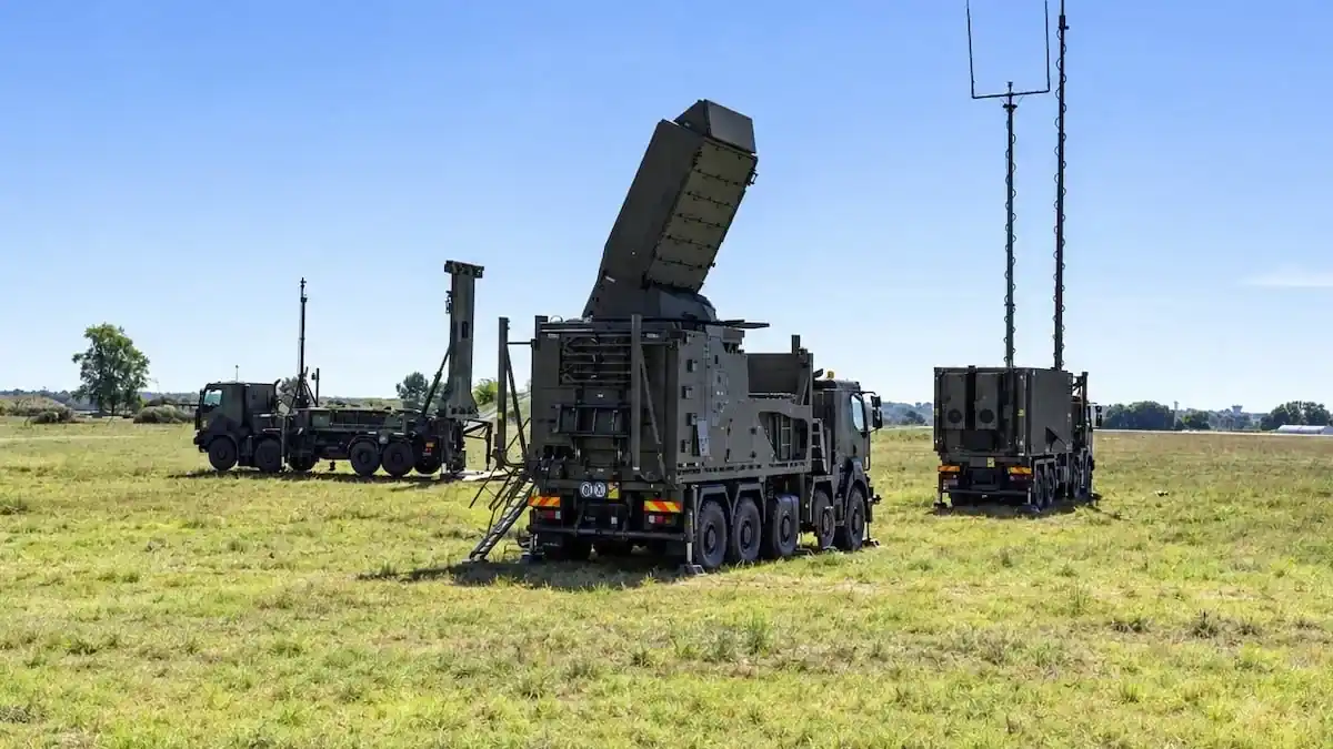 SAMP/T NG air-defence system vehicles deployed in the field