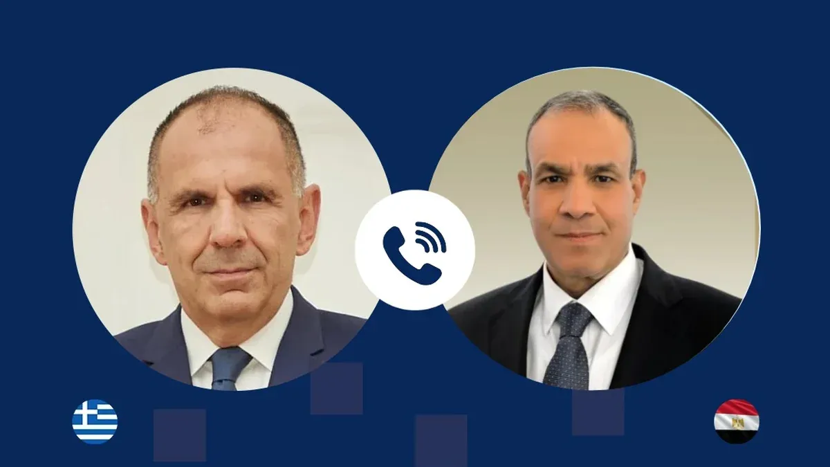 The Greek Foreign Ministry card showing Foreign Ministers Gerapetritis and Abdelatty for their phone call