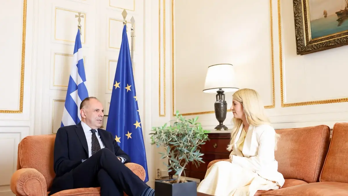 George Gerapetritis with Annita Demetriou at the Greek Foreign Ministry in Athens