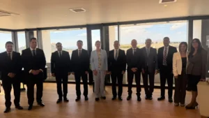 The Greek and Egyptian delegations at the Foreign Ministry in Athens during the third round of consultations on Libya