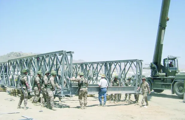 Greek engineers during bridge-building work in Kabul