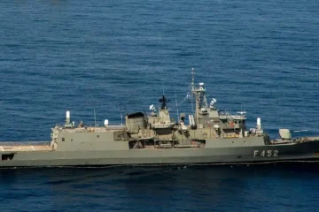 The Hellenic Navy frigate Hydra underway in the Ionian Sea