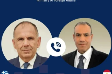 Greek Foreign Ministry graphic announcing the call between George Gerapetritis and Badr Abdelatty