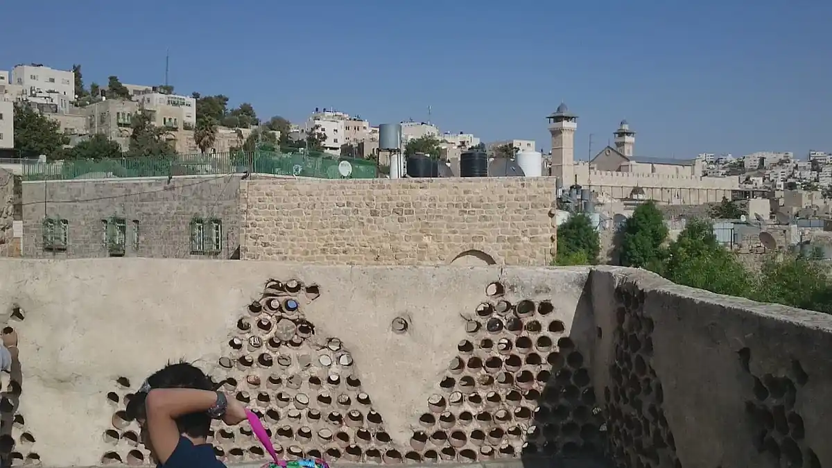 View over the old city of Hebron with the minarets of the Ibrahimi Mosque on the skyline