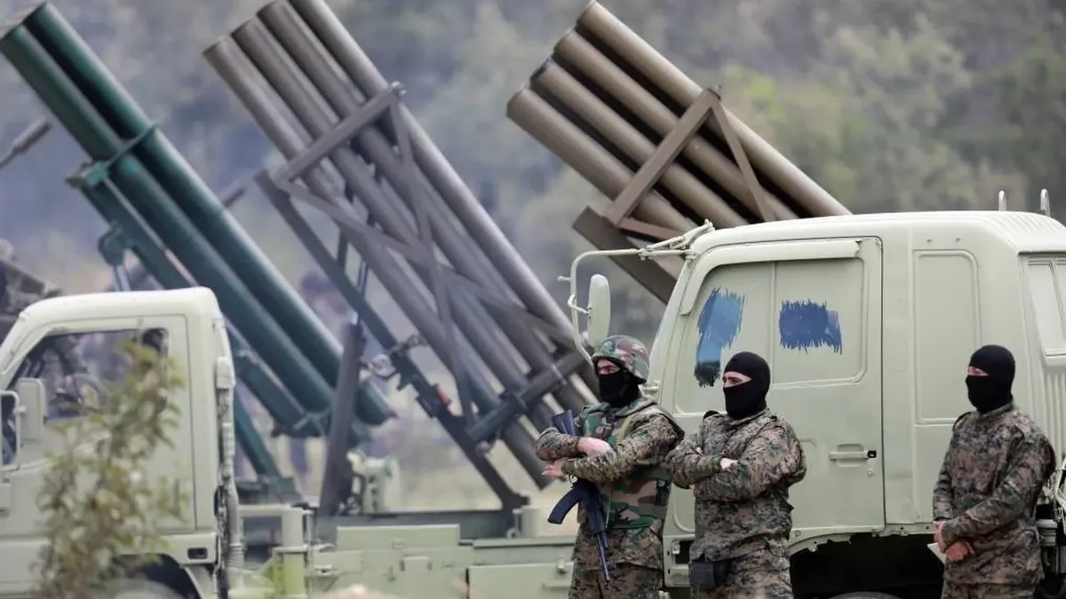 Hezbollah fighters during a drill in Aaramta, southern Lebanon, in 2023 (file photo)