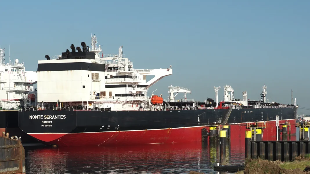 Crude oil tanker at sea