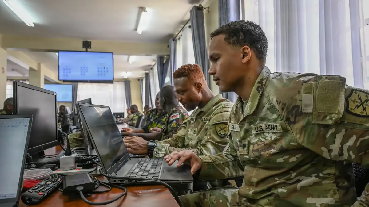 Soldiers in cyber defence training in Nairobi