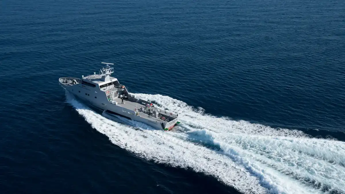 An Israel Shipyards OPV 45 offshore patrol vessel at sea