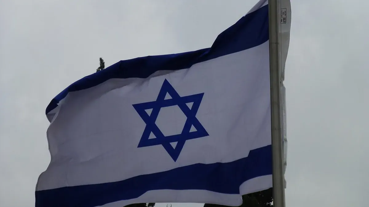 An Israeli flag flying in Jerusalem