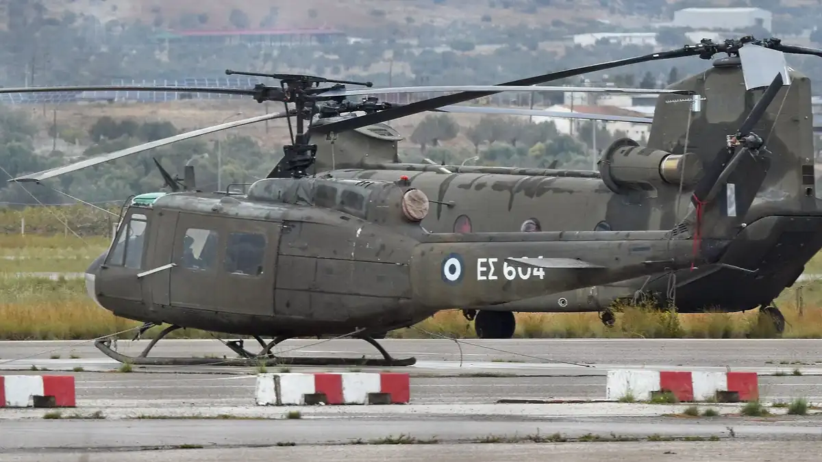 A Hellenic Army Aviation UH-1H Huey helicopter at Megara airfield