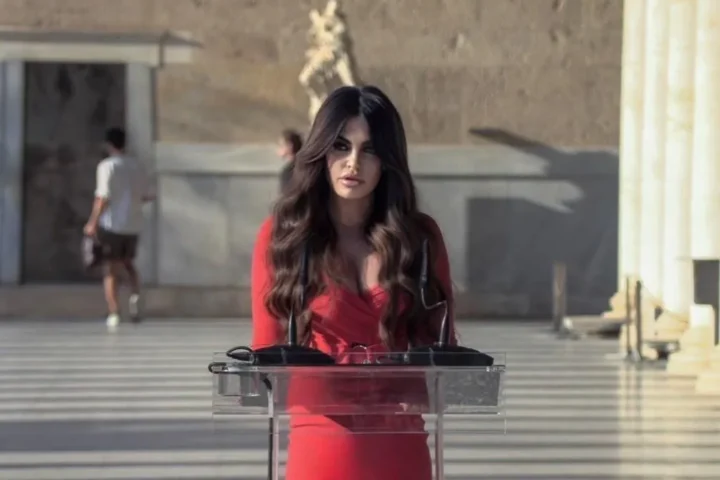 Kimberly Guilfoyle at the opening of the Making Democracy in Greece and America exhibition at the Ancient Agora of Athens