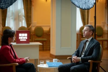 Prime Minister Sergii Koretskyi during an interview with a journalist of BBC News Ukraine