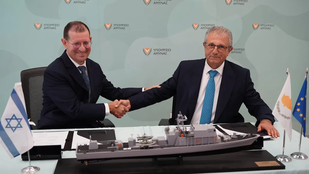 Signing of the agreement for the new offshore patrol vessel at Cyprus's Ministry of Defence