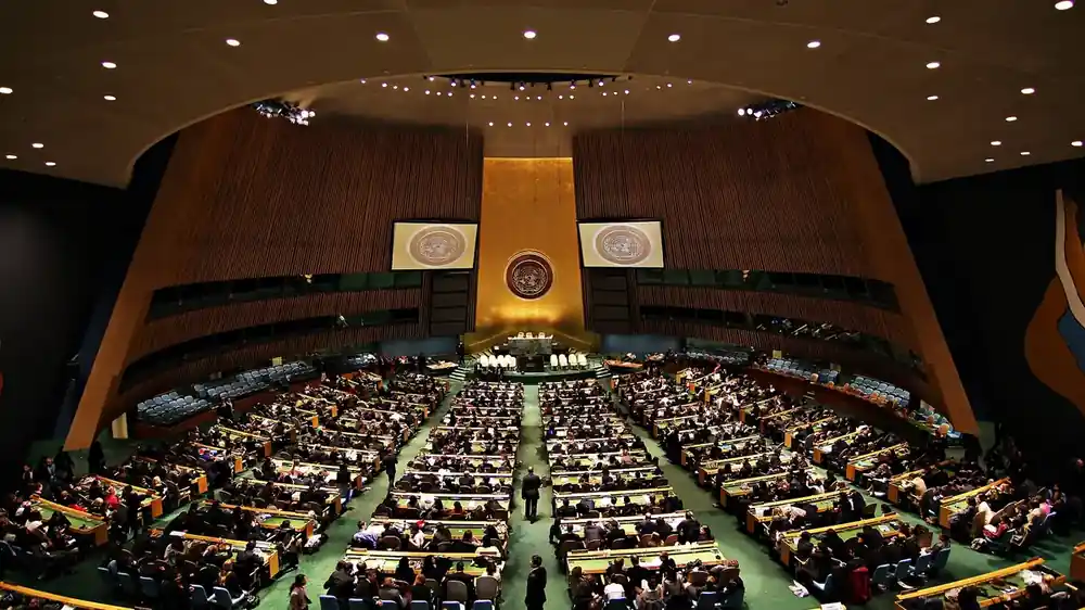 The United Nations General Assembly Hall in New York
