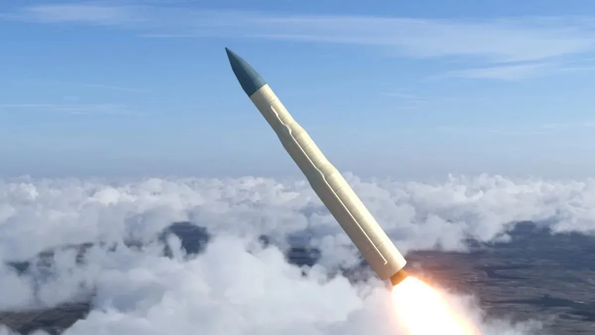 Digital rendering of the Sentinel intercontinental ballistic missile in flight