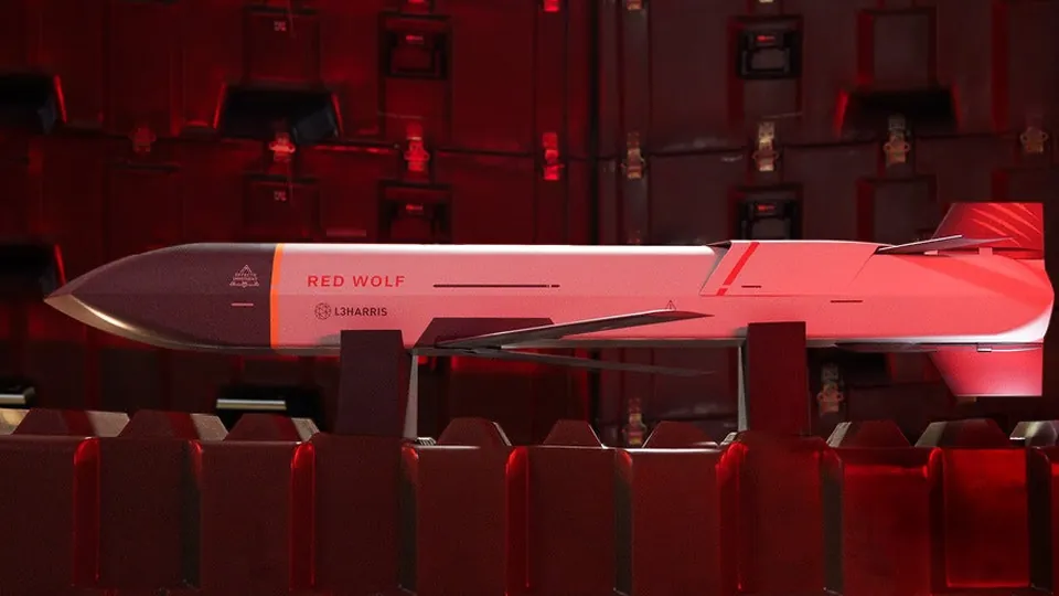 Red Wolf launched effect air vehicle displayed against a red-lit background