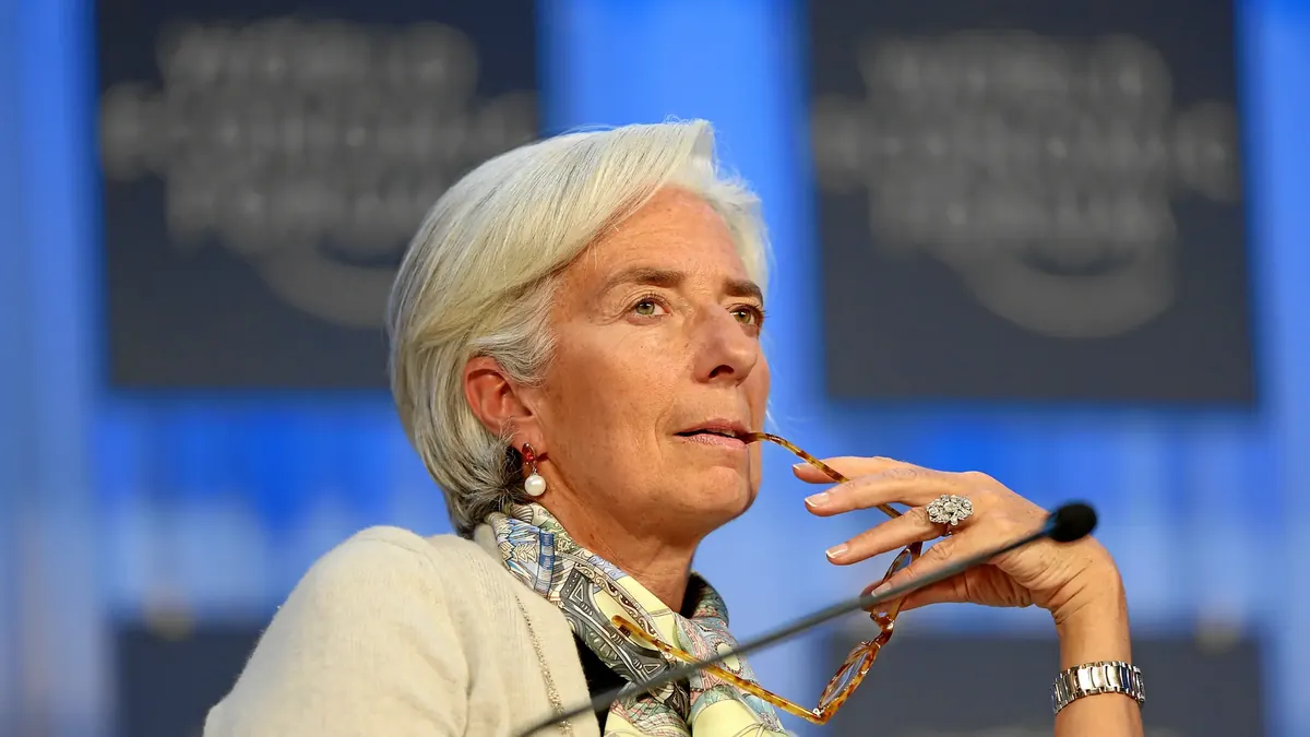 Christine Lagarde speaking at the World Economic Forum