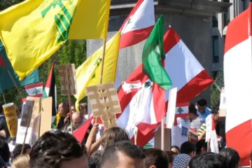 Protesters at a demonstration in Lebanon, archive photograph